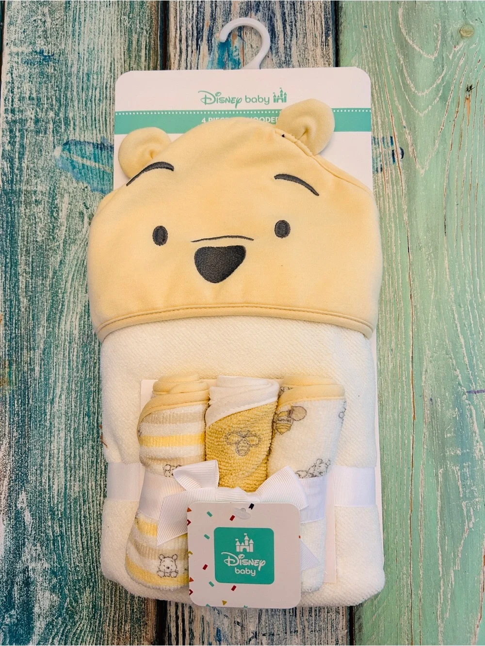 Disney Baby Yellow Winnie the Pooh Hooded Towel & Washcloth Set